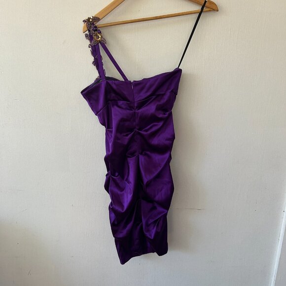 Blondie Nites Formal Dress Womens Size 3 Purple Jeweled One Shouler 90s Cruise - Picture 8 of 8